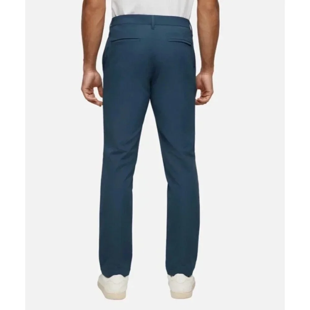 NEW Banana Republic Men's 38x34 Flat Front Pants Blue Polyester Straight Fit